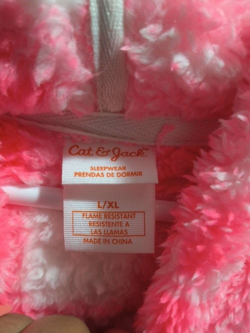 Cat & Jack Plush Hooded Oversized Sweater - Neon Pink & Light Gray Plaid - Picture 2 of 3